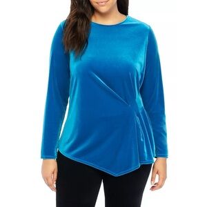 The Limited Astral Aura Blue Ruched Side Velvet Top